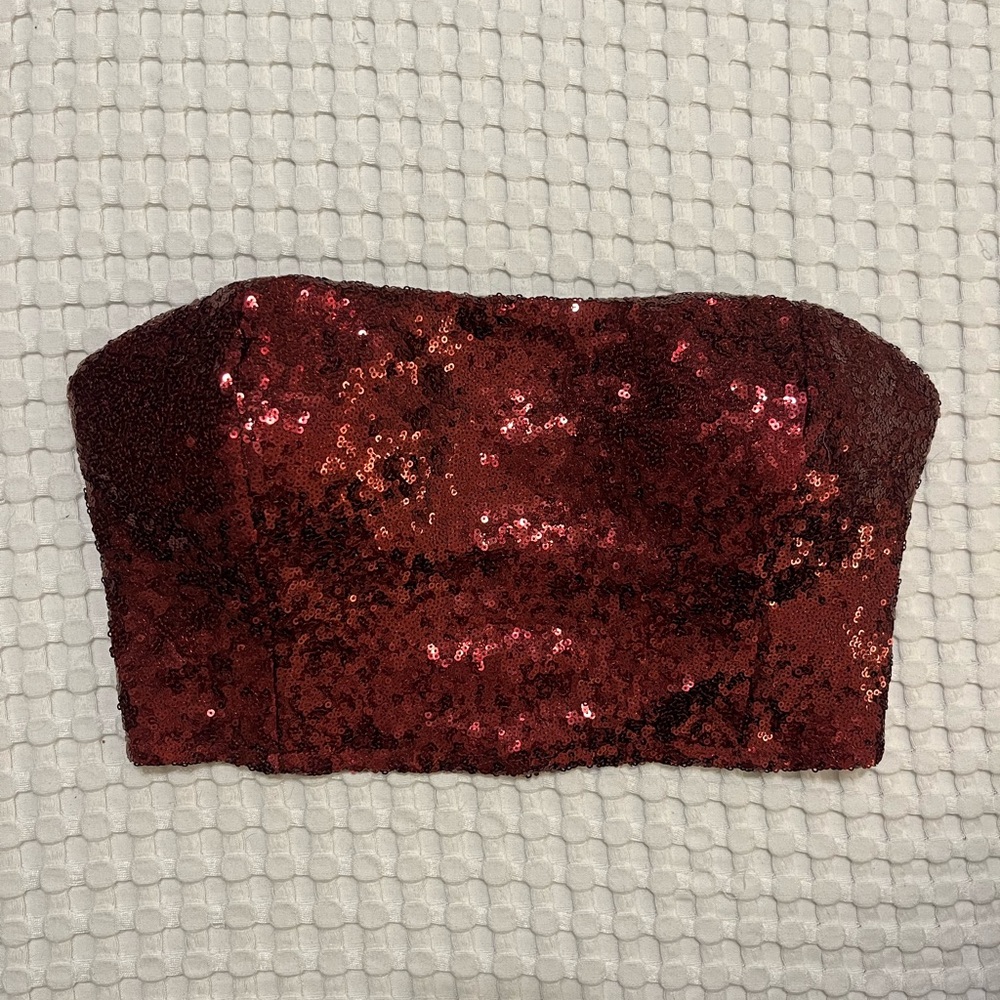 Burgundy Sequin Tube Top